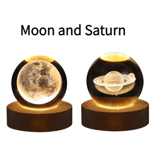 Valentines Day Gift  Galaxy Crystal Ball lamp 3D planet moon lamp USB