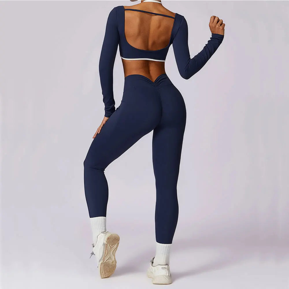 Women Tracksuit Yoga Set 2PCS Sport Suit GymWorkout Clothes Long