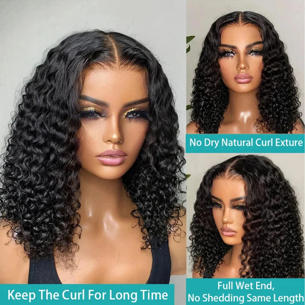 Wear and Go Glueless Wigs Short Bob Wig Human Hair Kinky Curly