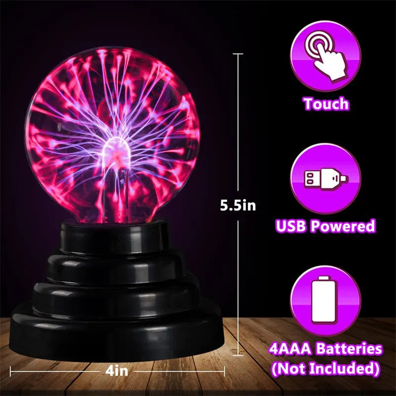 3 Inch Magic Plasma Ball Lamp Touch Sensitive Atmosphere Night Light