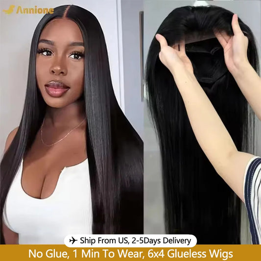 30 inch Glueless Wig Human Hair Ready To Wear 6X4 Brazilian