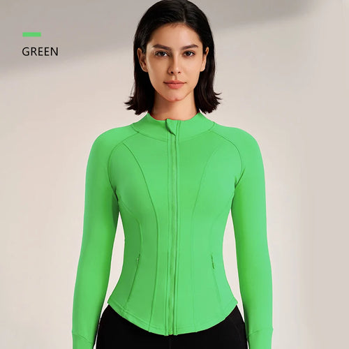 Women's Sport Jackets Zipper Slim Yoga Coat Quick Dry Running Jacket