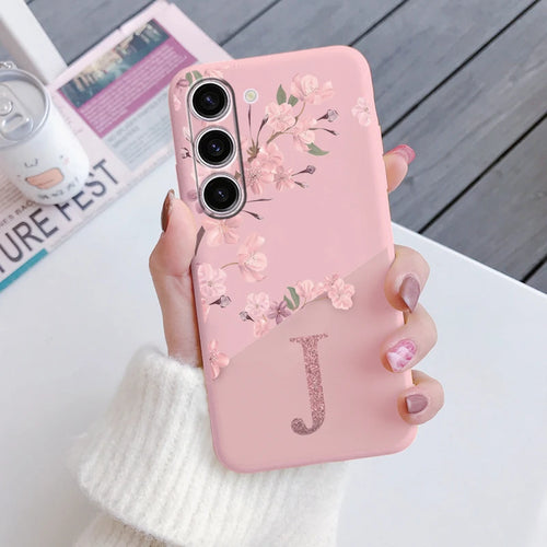 A55 Initial Letter A Z Case For Samsung Galaxy A55 5G Cover Pink