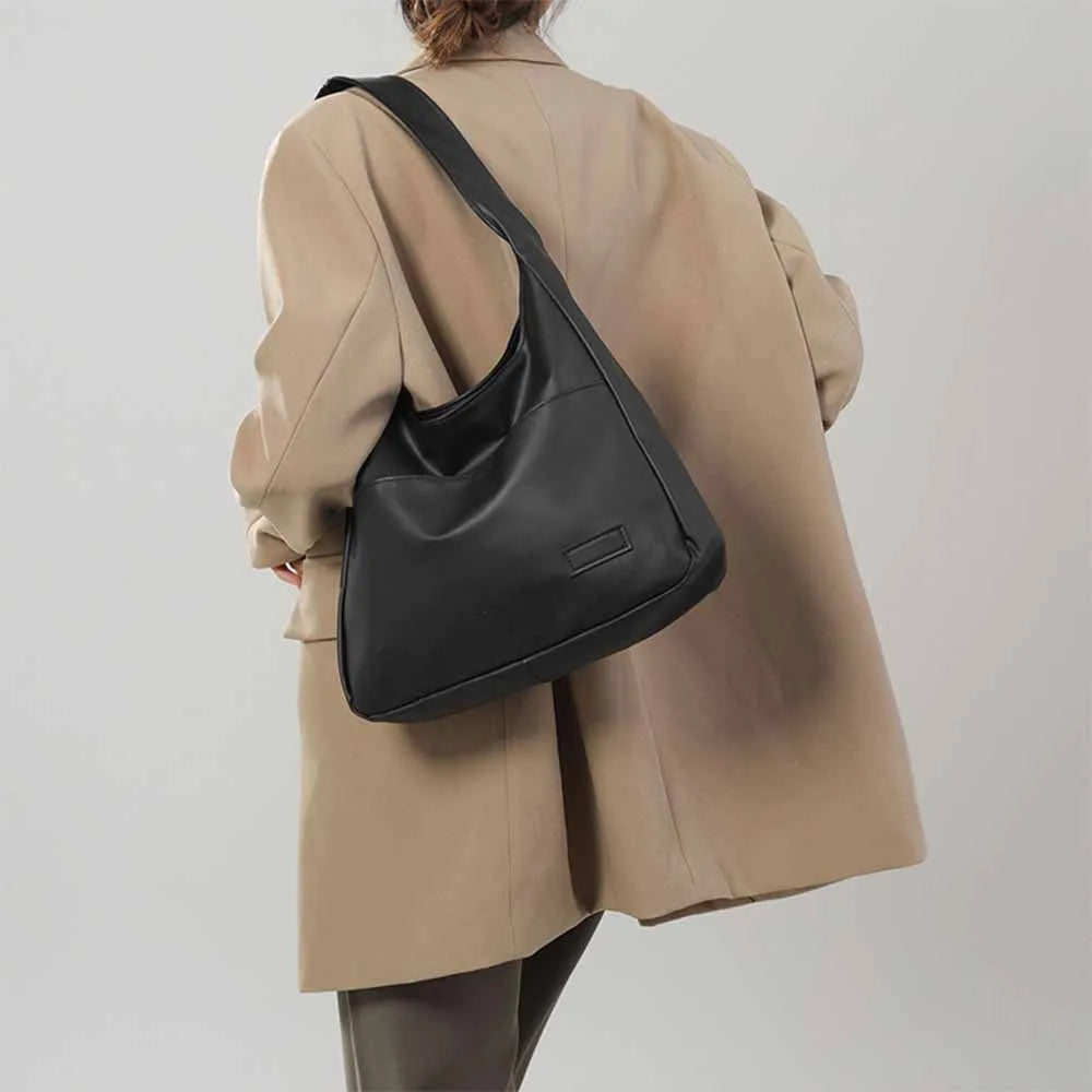 Women's Hobo bag, simple PU leather solid shoulder bag, fashionable