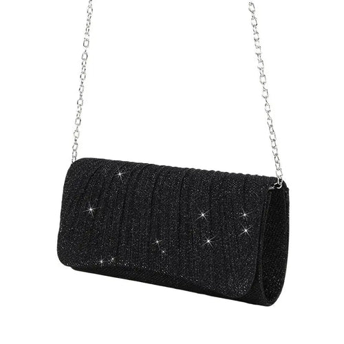 Women Lady Female Silver Evening Dinner Clutch Shiny Elegant Bag