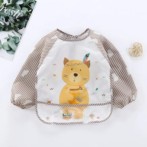 1Pcs Waterproof Eating Smock Infant Toddler Baby Cartoon Long Sleeve