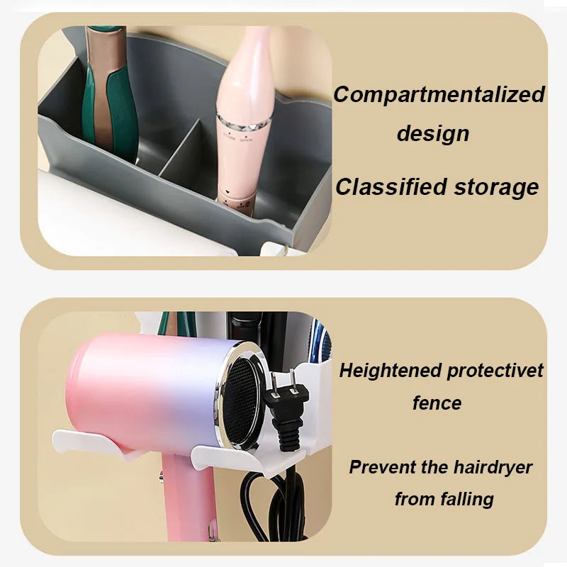 Wall Mounted Hair Dryer Holder for Bathroom Shelf Without Drilling