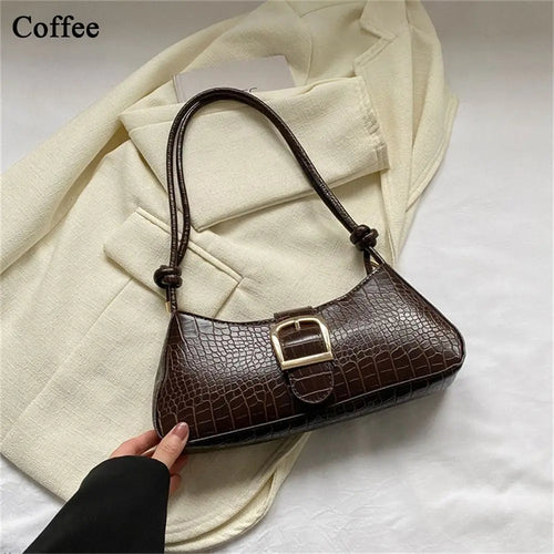 Women Stylish PU Leather Sling Bag Solid Color Shoulder Bag Underarm