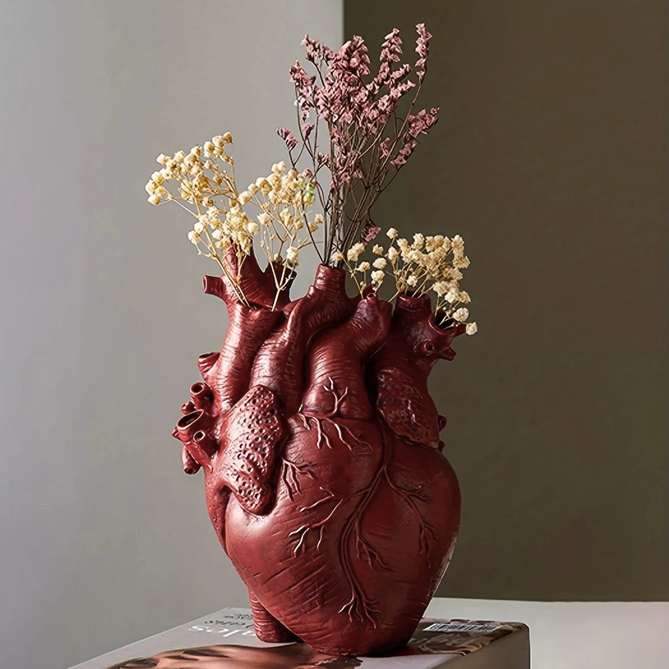 Anatomical Heart Vase Resin Figurine Glam Style Collectible Decorative