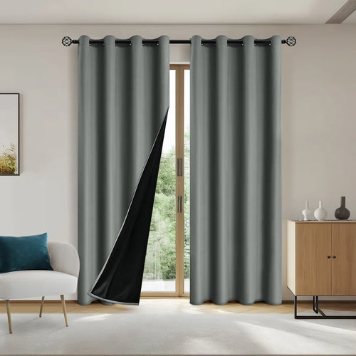 1pc Solid Blackout Curtains with Grommets, Total Privacy Drapes for