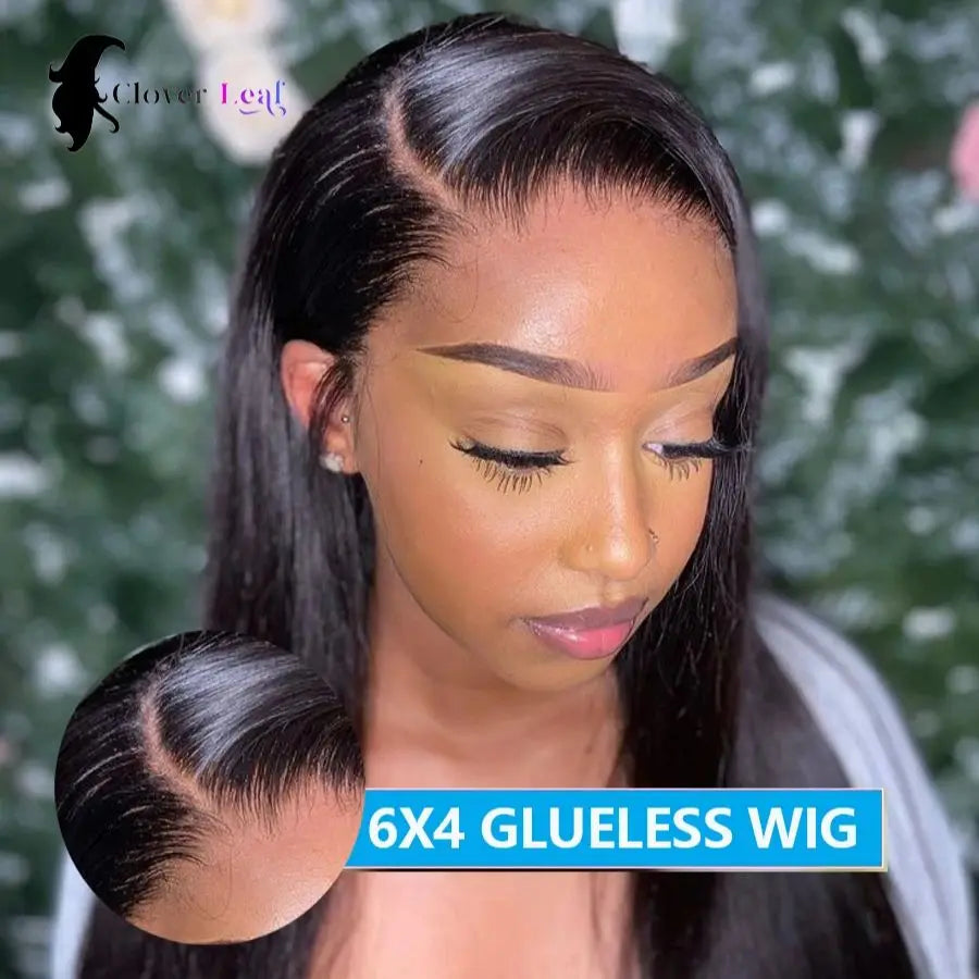 28 30 Inch 6x4 4x4 Pre-Cut Glueless Wig Human Hair Ready To Wear