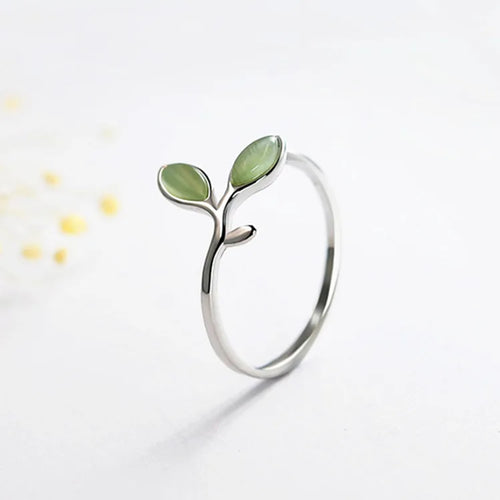 925 Sterling Silver Foliage Adjustable Rings For Women Girls Wedding