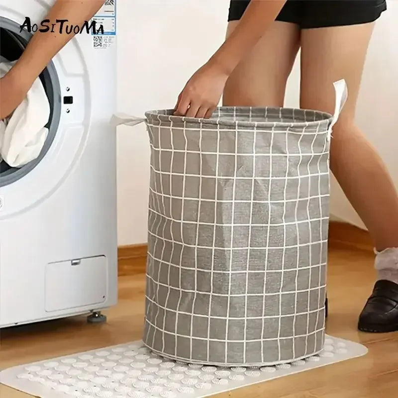 1pc Round Dirty Clothes Basket, Laundry Basket, Portable Dirty Clothes