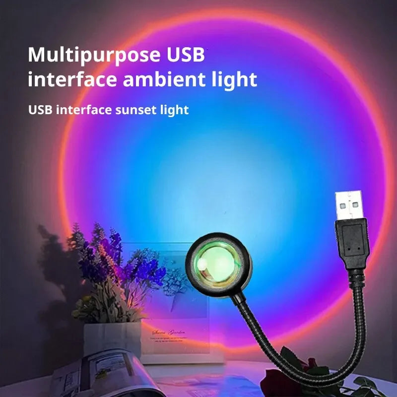 USB Sunset Lamp LED Rainbow Neon Night Light Projector Photography