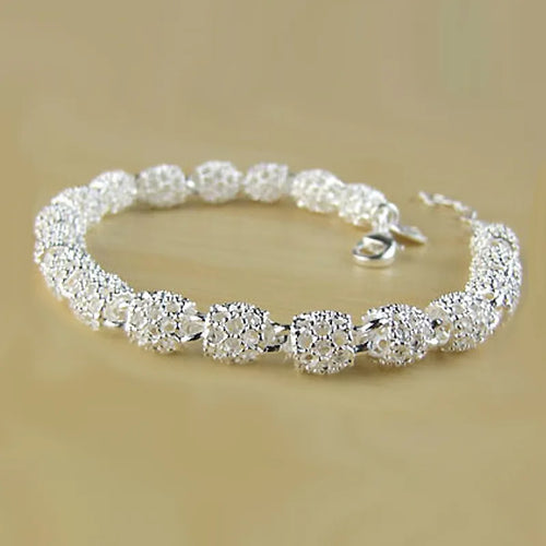 925 Sterling Silver Bracelet Zirconia Geometric Chain Linked For Women