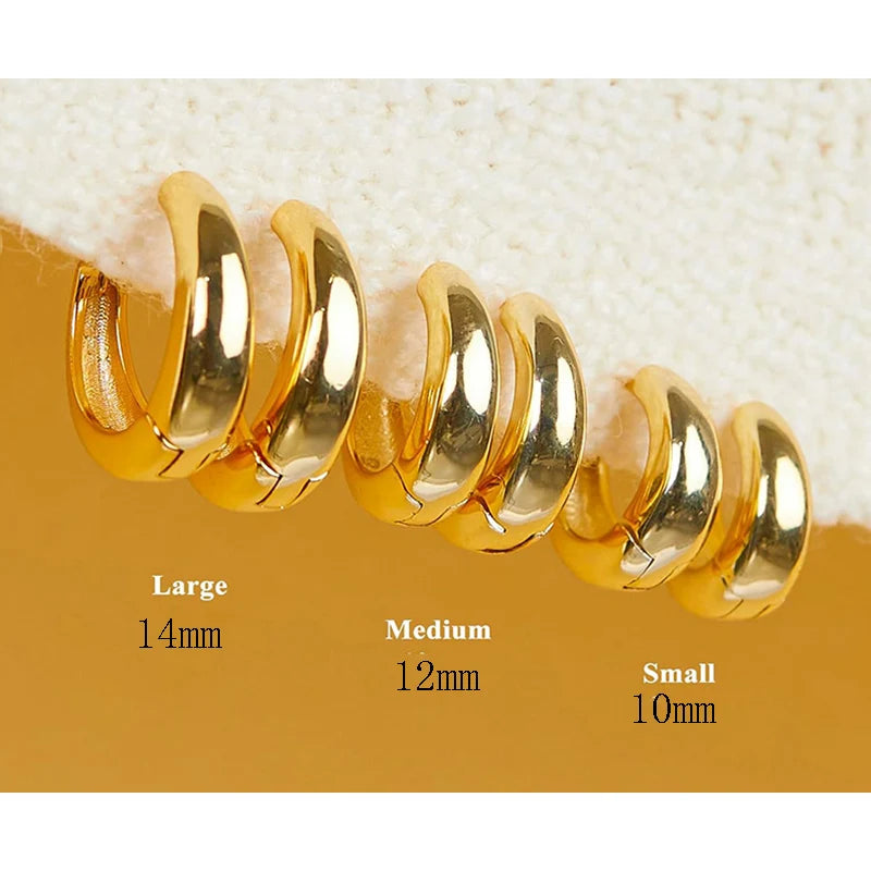 3 Pairs Chunky Gold Color Hoop Earrings Set for Women Girls 2024 Trend