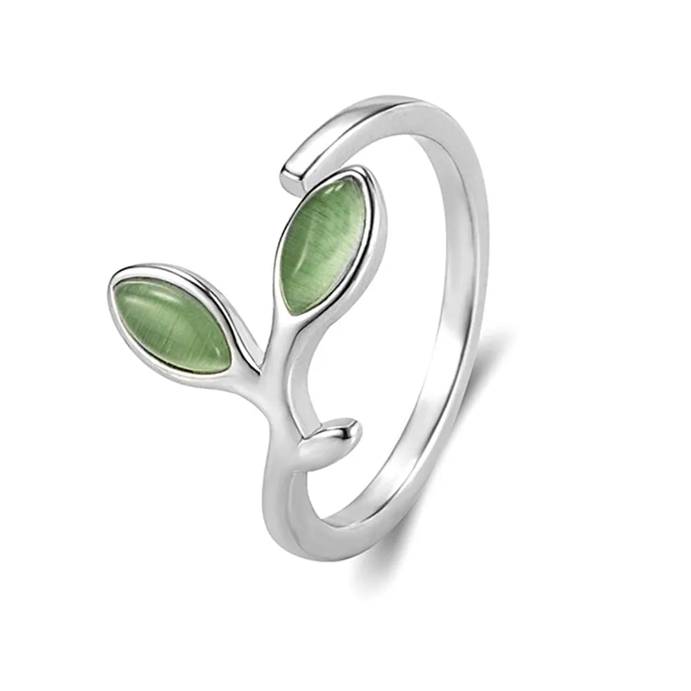 925 Sterling Silver Foliage Adjustable Rings For Women Girls Wedding