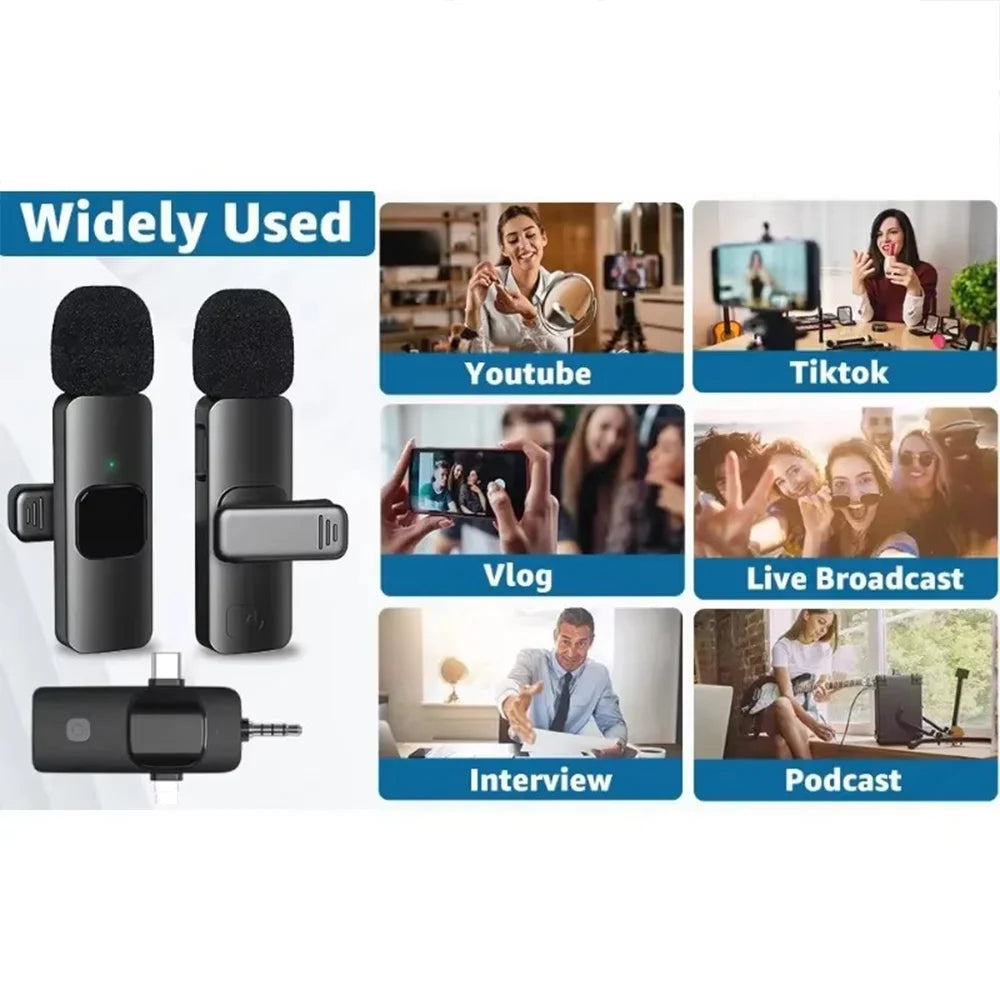 3in1 Wireless Microphone for iPhone Android Cameras Wireless