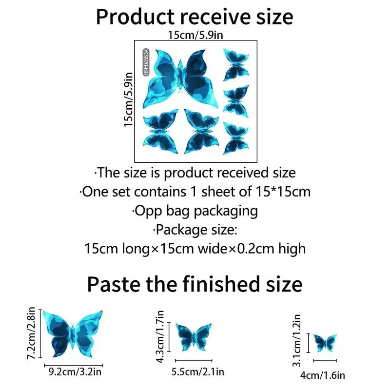 6PC Blue Luminous Small Butterfly Switch Stickers Bedroom Living Room