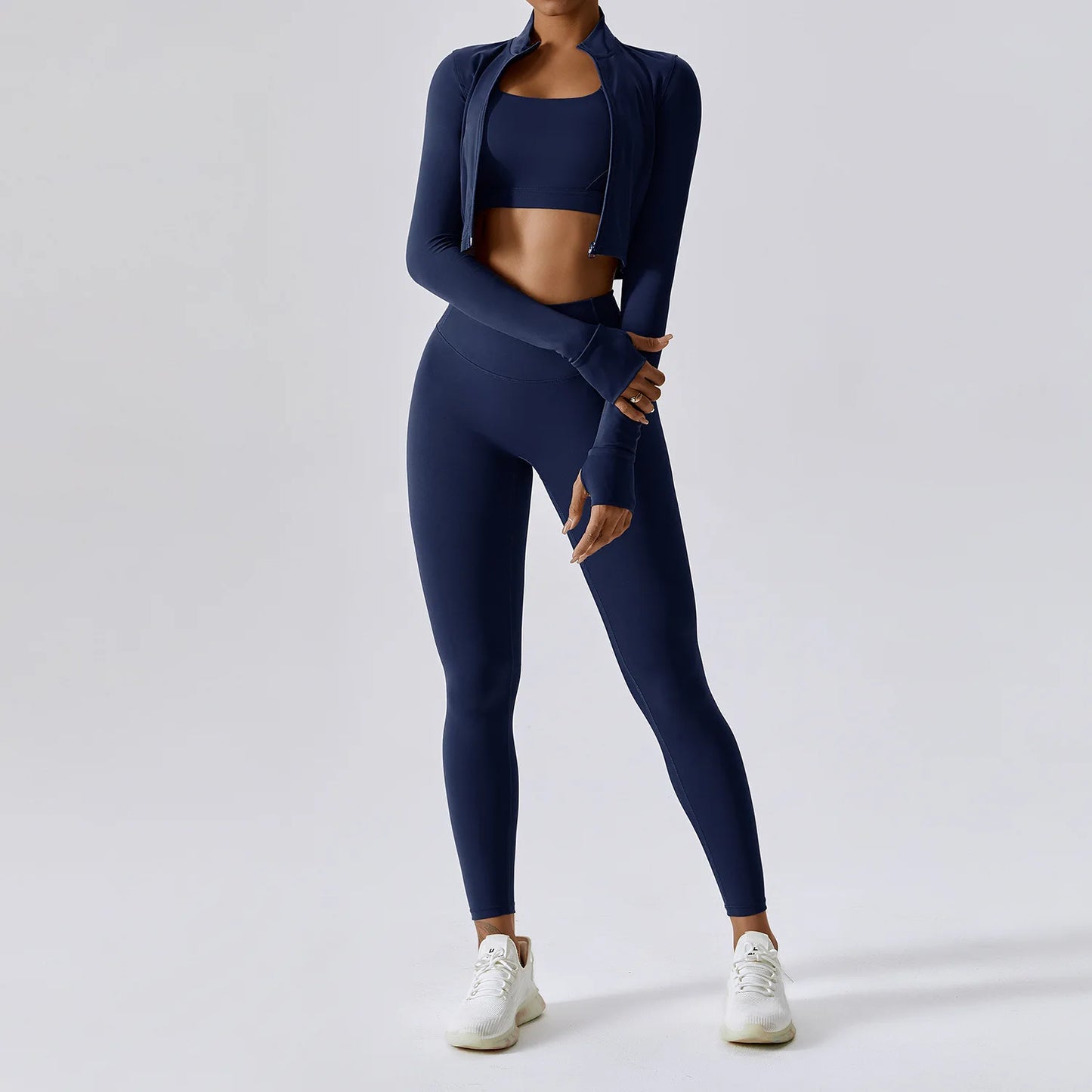 3 Piece Yoga Set Workout Outfits for Women Tracksuit Sport Bra High