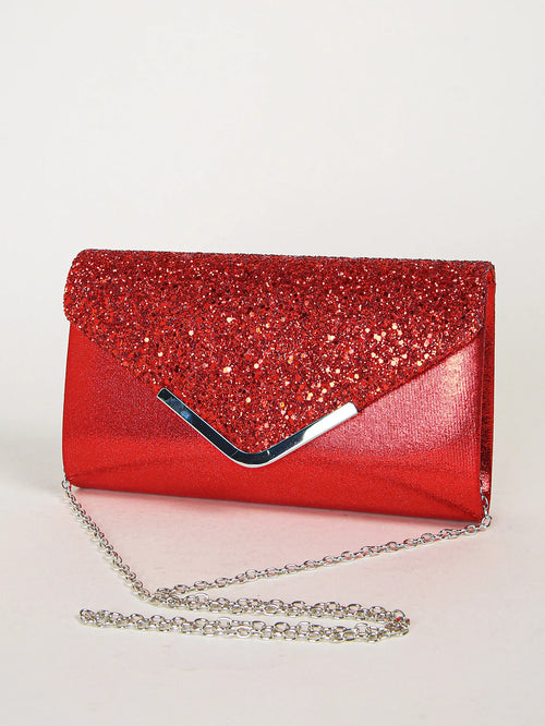 Women Evening Envelope Handbag Prom Sequin Clutch Purse chain Shoulder