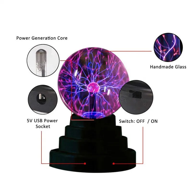 3 Inch Magic Plasma Ball Lamp Touch Sensitive Atmosphere Night Light