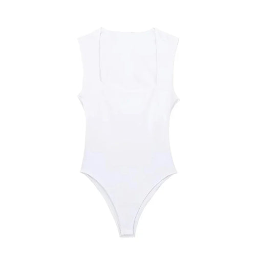 ASDS black body woman sleeveless white bodysuit women square neck