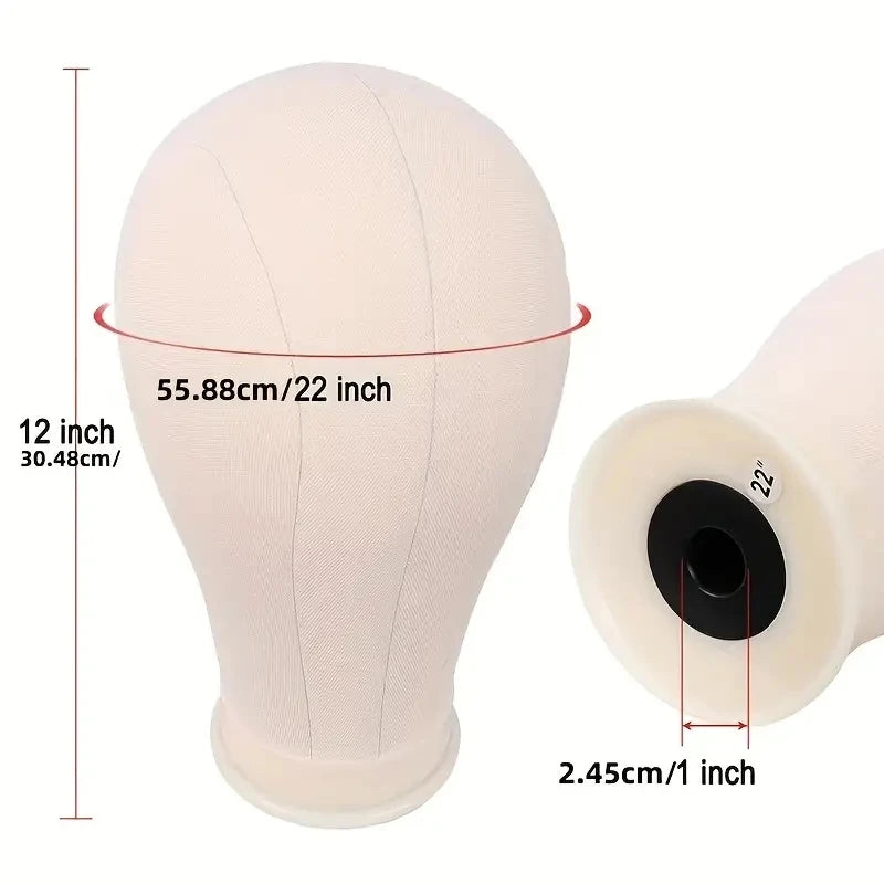 22 Inch Mannequin Head With Stand Canvas Head Wig Model WithMount Hole