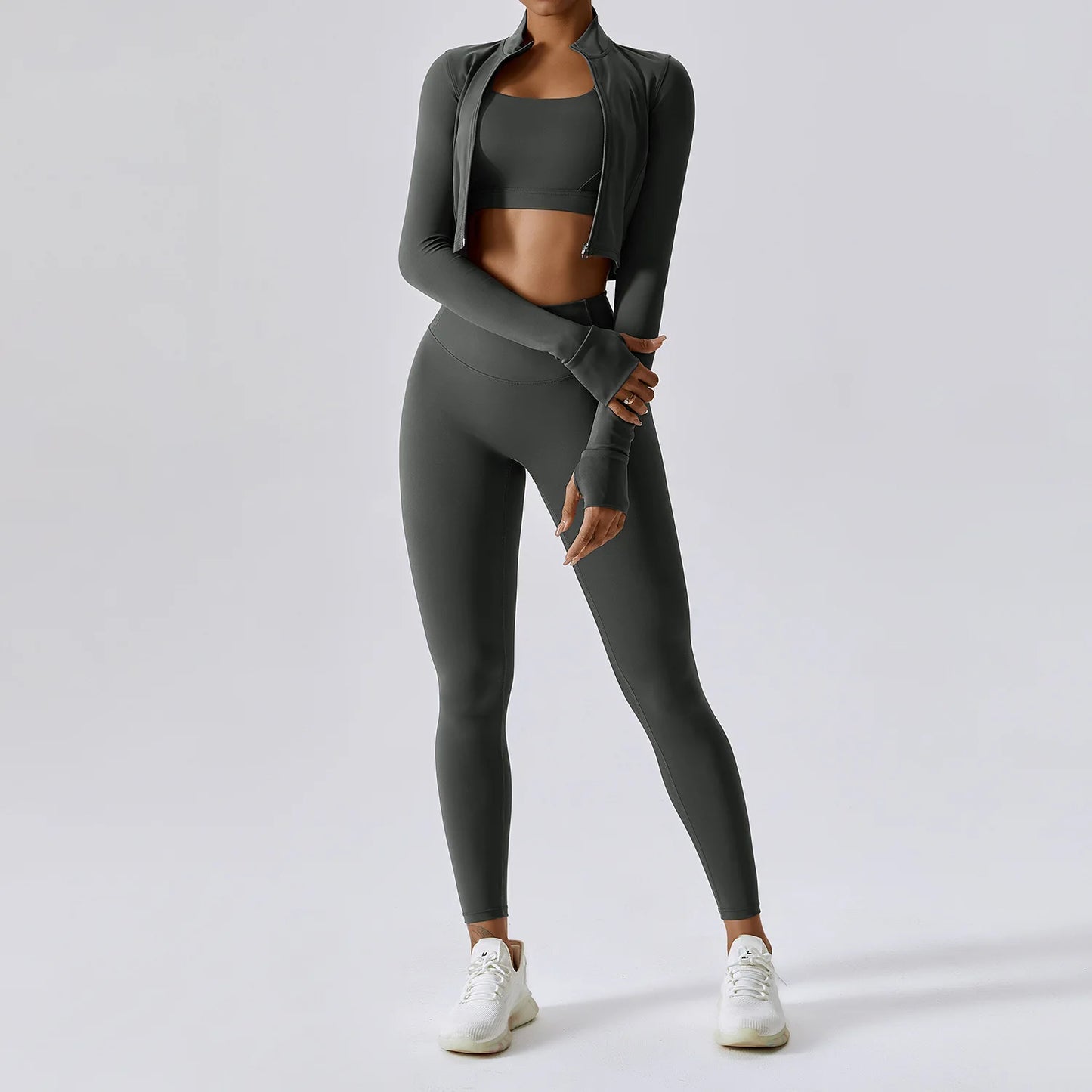 3 Piece Yoga Set Workout Outfits for Women Tracksuit Sport Bra High