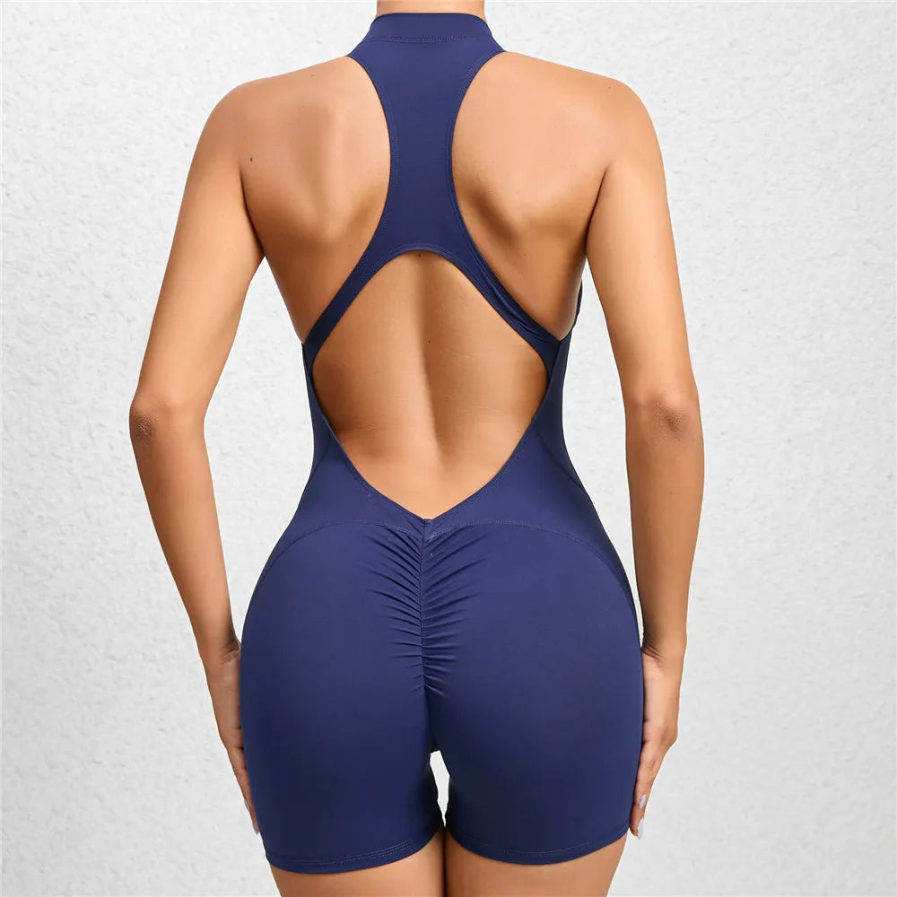 2023 Zipper Women Tracksuit Pad Yoga Set One Piece Jumpsuit Workout