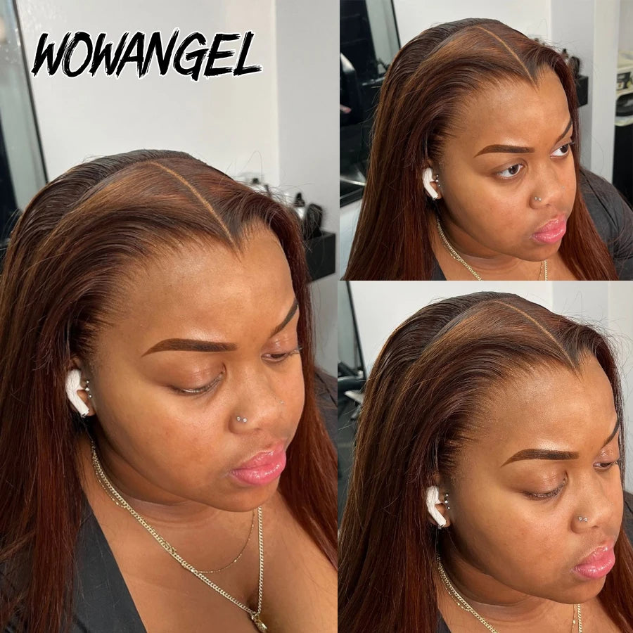 Wow Angel Chocolate Brown Colored 13x6 HD Lace Front Wig Straight Wigs