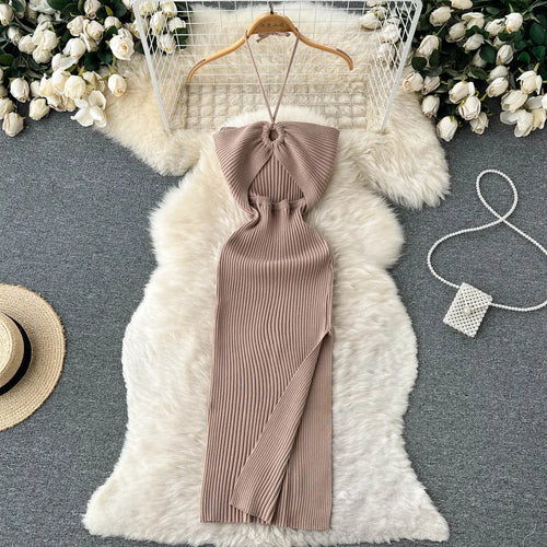 YuooMuoo Chic Fashion Sexy Package Hips Split Knitted Summer Dress