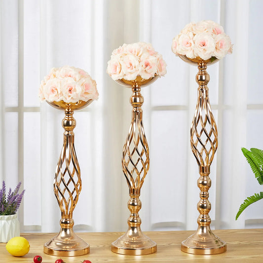 Table Candle Holder Decoration: Golden Iron Art Vase, Twisted Road