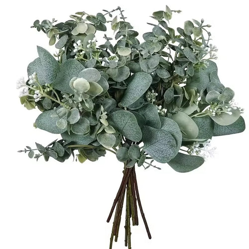 10 Pcs Mixed Artificial Oval Eucalyptus Leaves Stems and Spray for