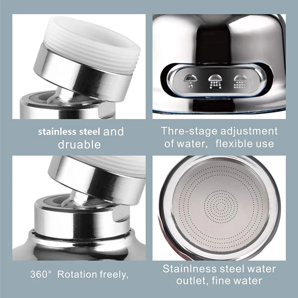 360 Degree Swivel Kitchen Faucet Aerator Adjustable Dual Mode Sprayer