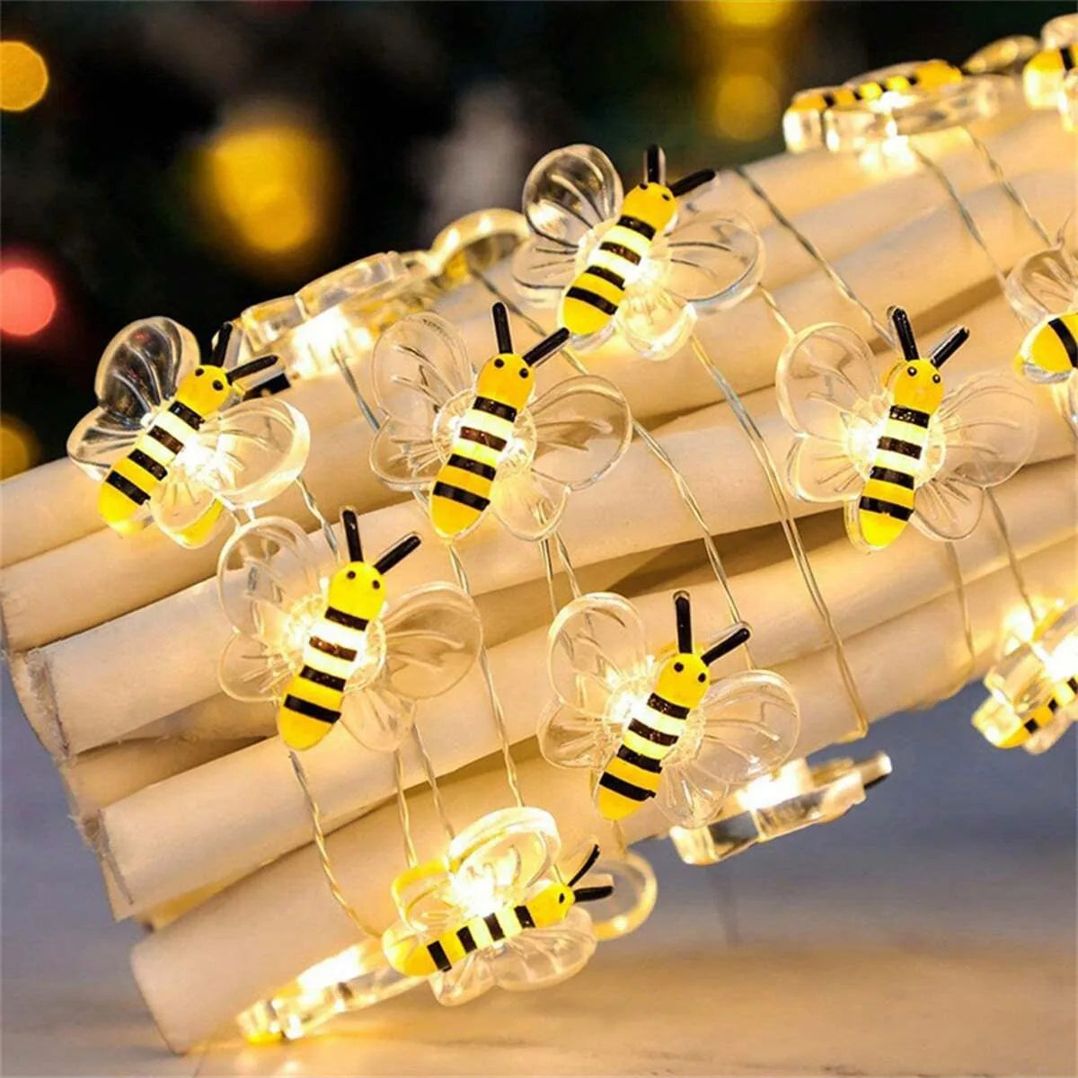 1Pack Bee Lights Battery Operated Bee String Lights For Bedroom Plants