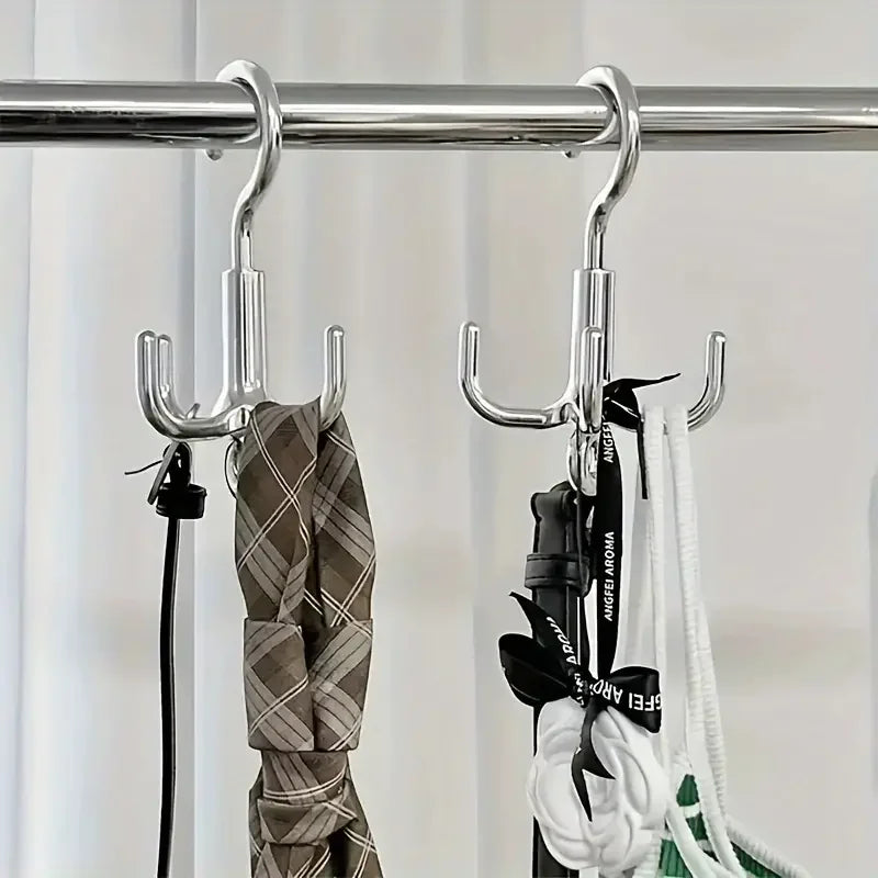 1Pc Multifunctional Rotating Clothes Hook, Punch Free 4-Claw Rotation