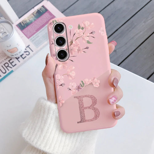 A55 Initial Letter A Z Case For Samsung Galaxy A55 5G Cover Pink