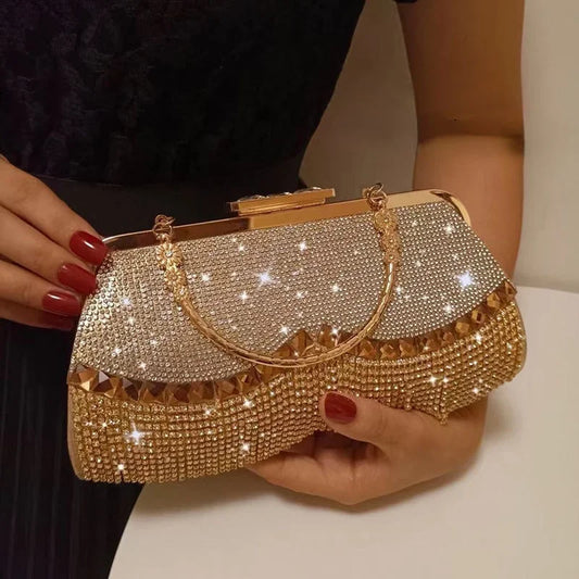 Women Banquet Handbags  New Diamond-Studded Tassel Evening Bags Femme