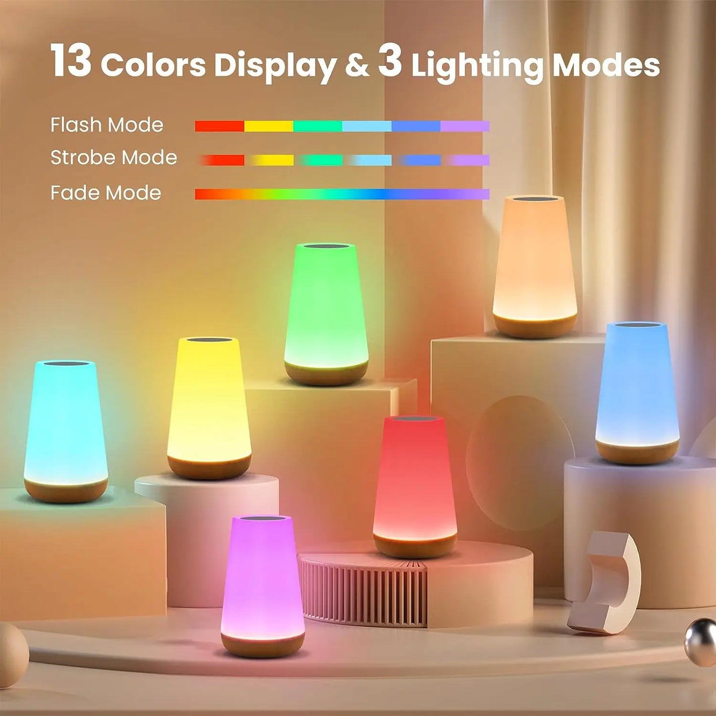 13 Color Changing Night Light RGB Remote Control Touch Dimmable Lamp