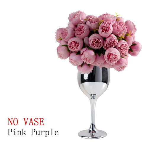 27Heads Peony Artificial Flowers for Home Vase DIY Decor Bride Rose