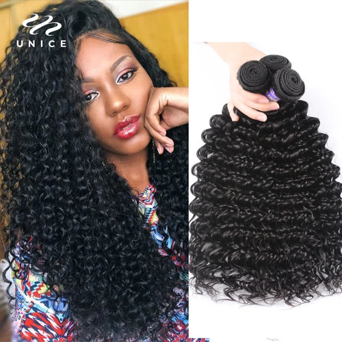 Unice Hair 1/3/4 Brazilian Affordable Deep Wave Bundles Deal 100%