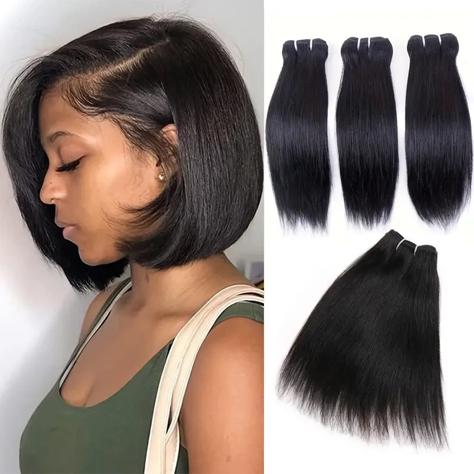 Wholesale Short Human Hair Weave Bone Straight Brazilian Virgin Human