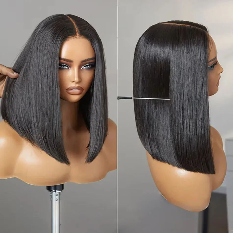 12A Ready To Go Bone Straight Bob Wig Lace Frontal 100% Human Hair