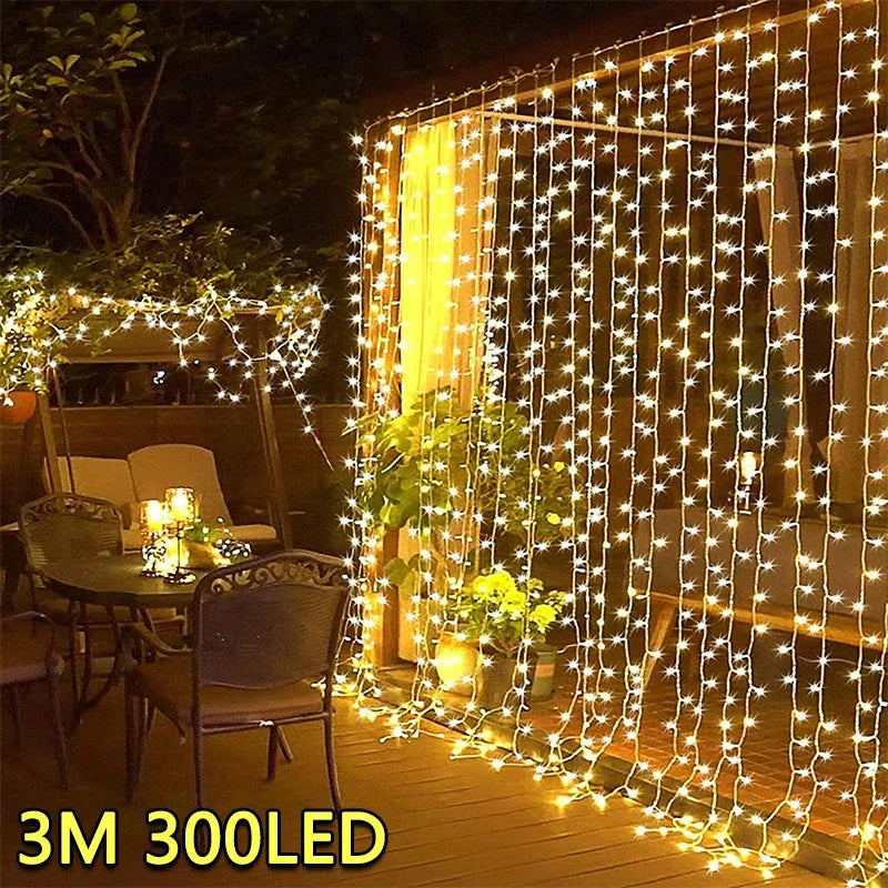 3M LED Curtain String Lights Fairy Decoration USB Holiday Garland Lamp