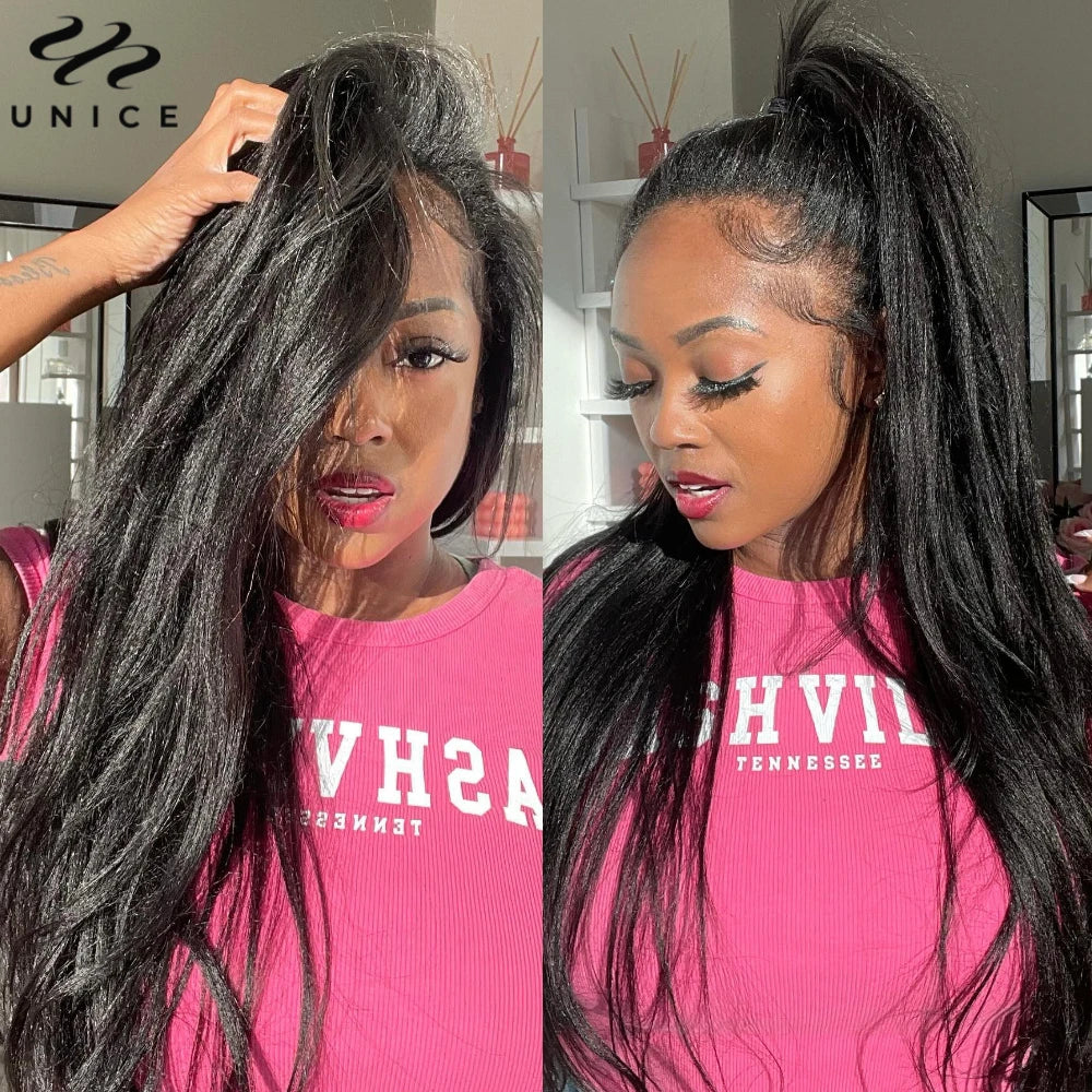 UNice Hair Yaki Straight Human Hair Bundles 100g Per Bundle 100% Human