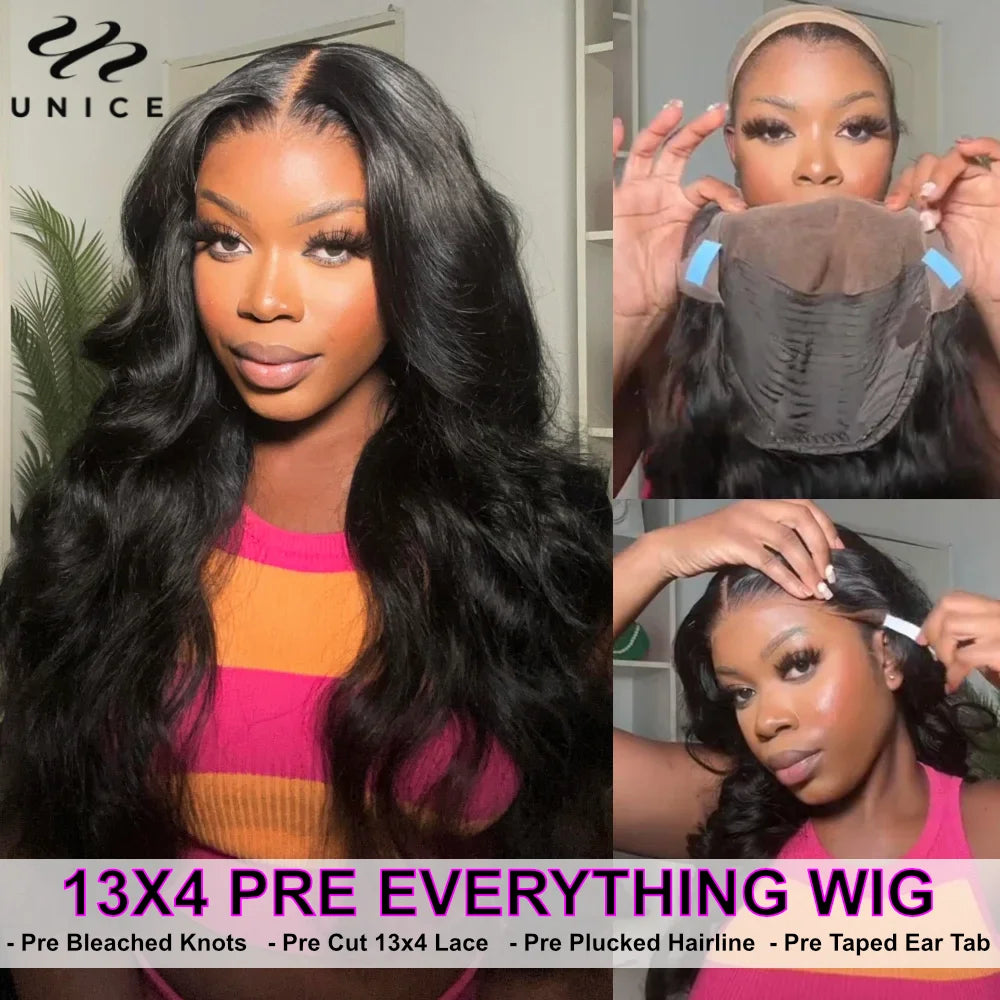 UNice 3D Body Wave Wig 250% Density 13x4 Human Hair Lace Frontal Wig