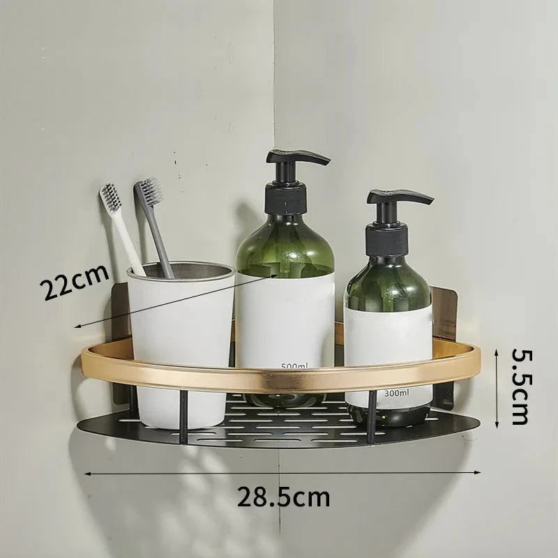 Bathroom Shelf Aluminum Alloy Shampoo Rack Makeup Storage Organizer