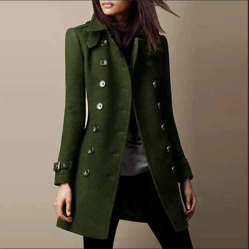 Autumn Winter Turn-down Neck Woolen Jacket Coat Women Fashion Black