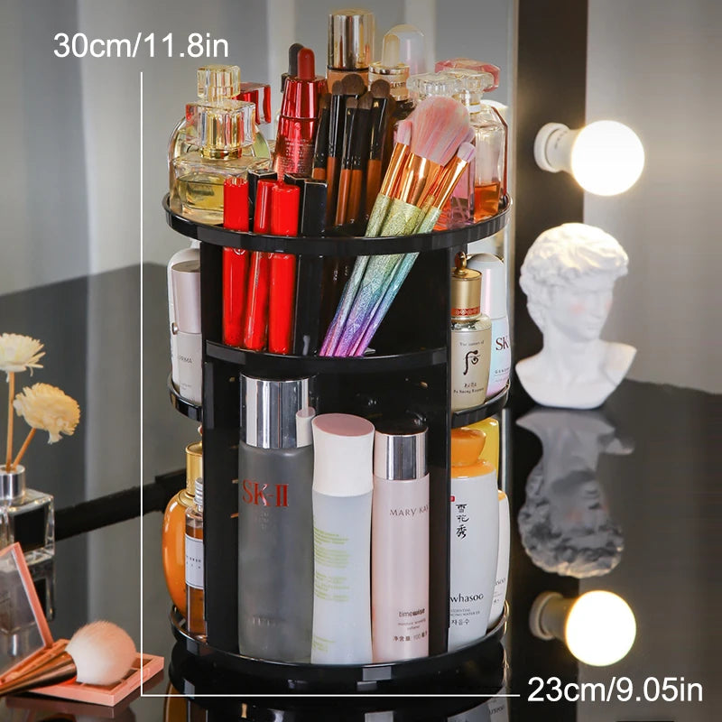 360 Degree Rotating Cosmetic Storage Rack Adjustable Layer Cosmetic